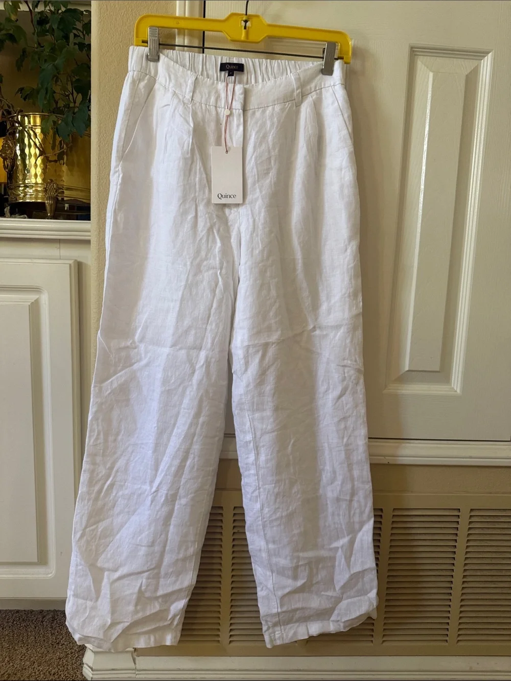 Quince White Linen Relaxed trousers Pants size 4 NWT